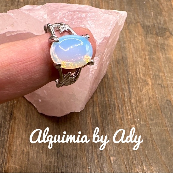 Blue Moonstone silver Victorian ring/Libra/cancer/Scorpio - Picture 1 of 6